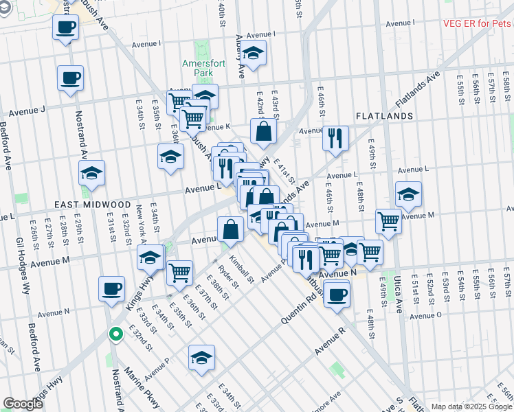 map of restaurants, bars, coffee shops, grocery stores, and more near 1963-1971 Flatbush Avenue in Brooklyn