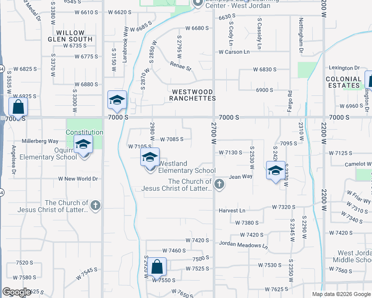 map of restaurants, bars, coffee shops, grocery stores, and more near 7112 South 2800 West in West Jordan