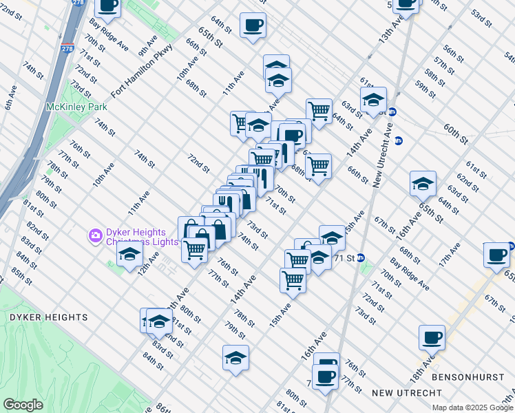 map of restaurants, bars, coffee shops, grocery stores, and more near in Brooklyn