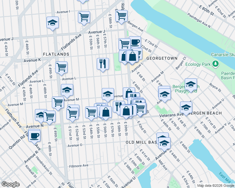 map of restaurants, bars, coffee shops, grocery stores, and more near in Brooklyn