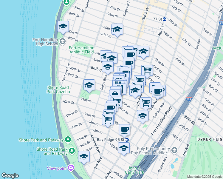 map of restaurants, bars, coffee shops, grocery stores, and more near in Brooklyn