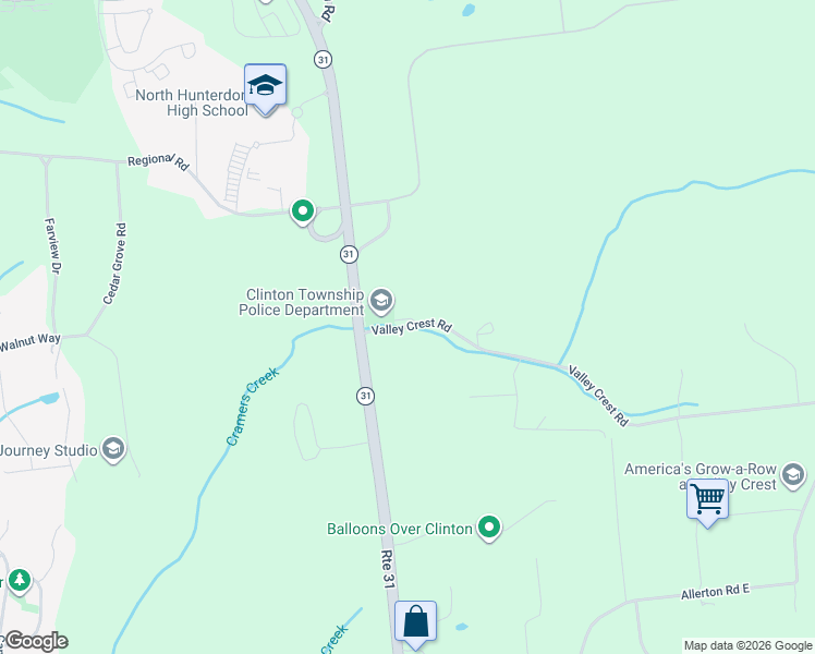 map of restaurants, bars, coffee shops, grocery stores, and more near 76 Valley Crest Road in Clinton Township