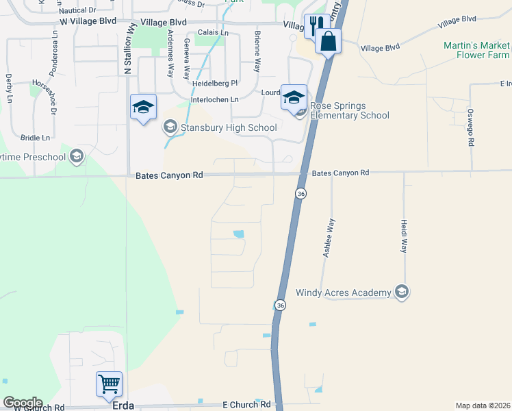 map of restaurants, bars, coffee shops, grocery stores, and more near 5115 North Cambridge Way in Lake Point