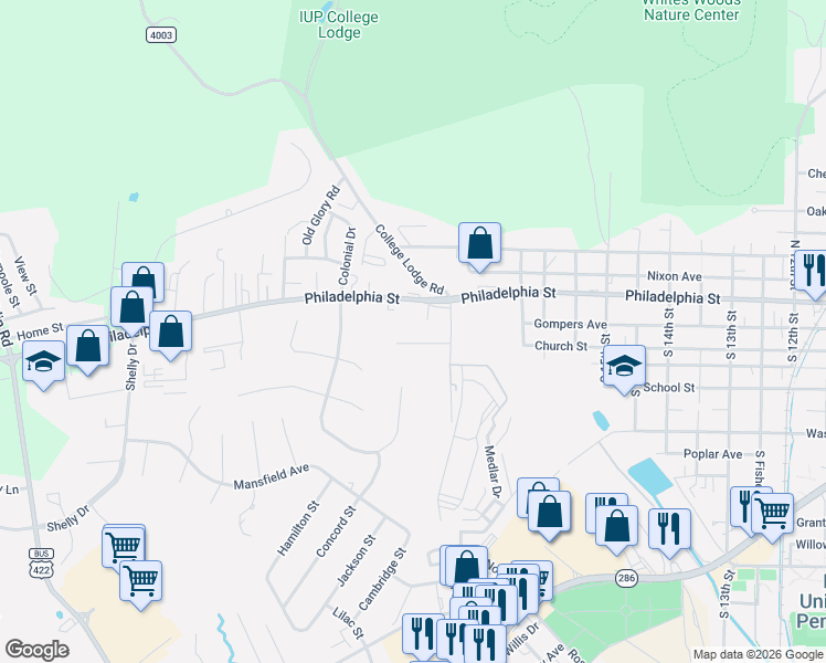 map of restaurants, bars, coffee shops, grocery stores, and more near in Indiana