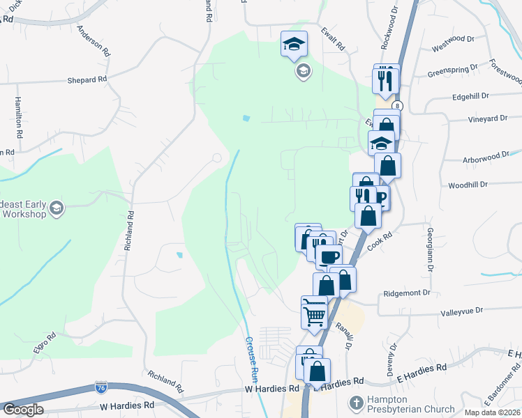 map of restaurants, bars, coffee shops, grocery stores, and more near 5360 Chaucer Circle in Gibsonia