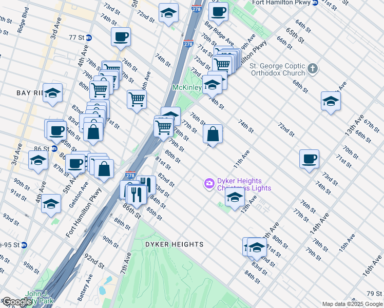 map of restaurants, bars, coffee shops, grocery stores, and more near 981 79th Street in Brooklyn