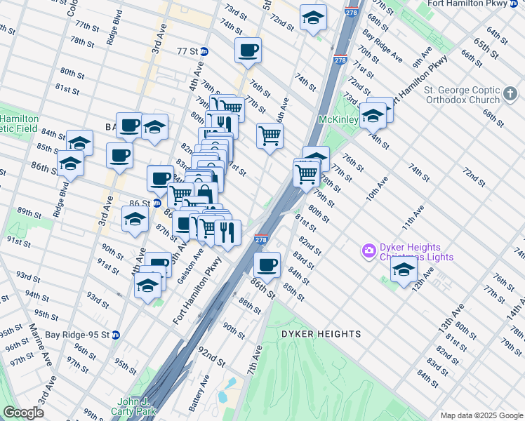 map of restaurants, bars, coffee shops, grocery stores, and more near in Brooklyn