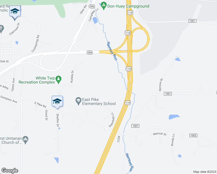 map of restaurants, bars, coffee shops, grocery stores, and more near 1880 U.S. 119 in Indiana