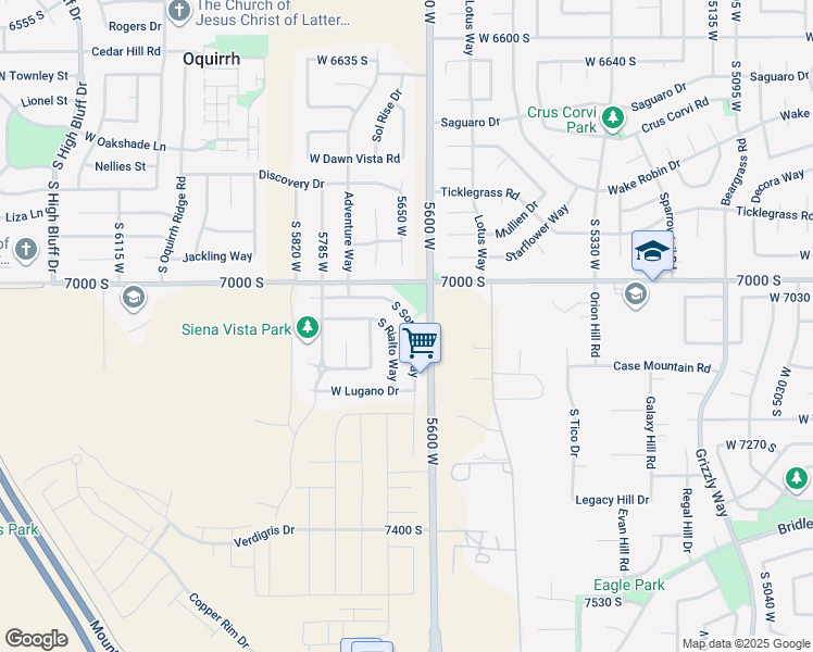 map of restaurants, bars, coffee shops, grocery stores, and more near 7046 South Sorrento Way in West Jordan