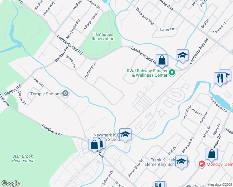 map of restaurants, bars, coffee shops, grocery stores, and more near 2031 Winding Brook Way in Scotch Plains