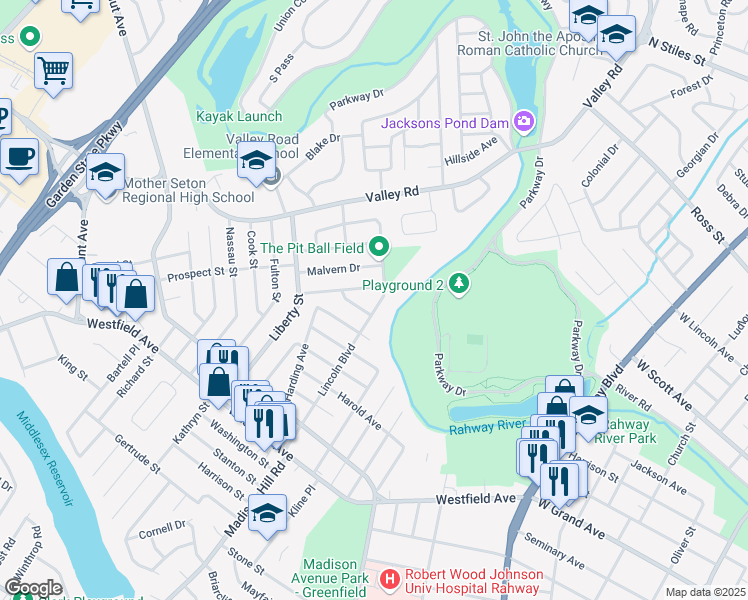 map of restaurants, bars, coffee shops, grocery stores, and more near 61 Runnymede Road in Clark