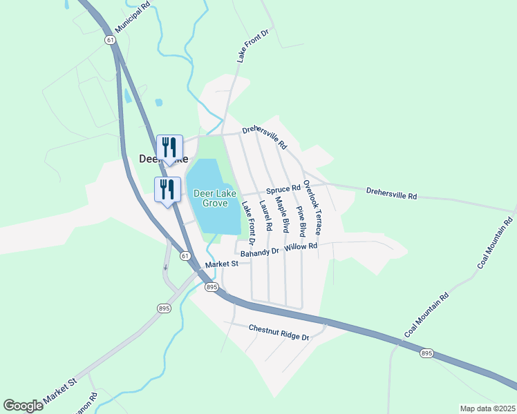 map of restaurants, bars, coffee shops, grocery stores, and more near 231 Laurel Road in Orwigsburg