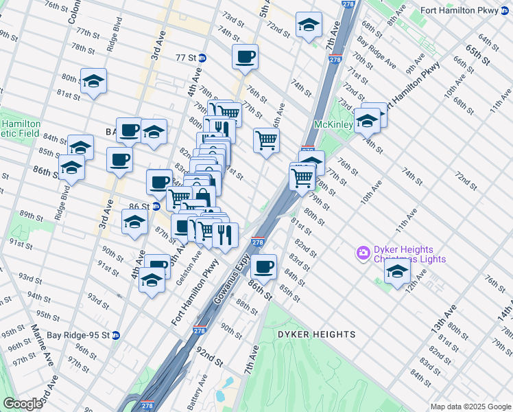 map of restaurants, bars, coffee shops, grocery stores, and more near 8125 6th Avenue in Brooklyn