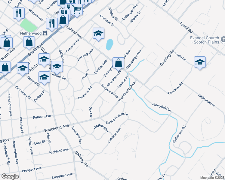 map of restaurants, bars, coffee shops, grocery stores, and more near 939 Fernwood Avenue in Plainfield