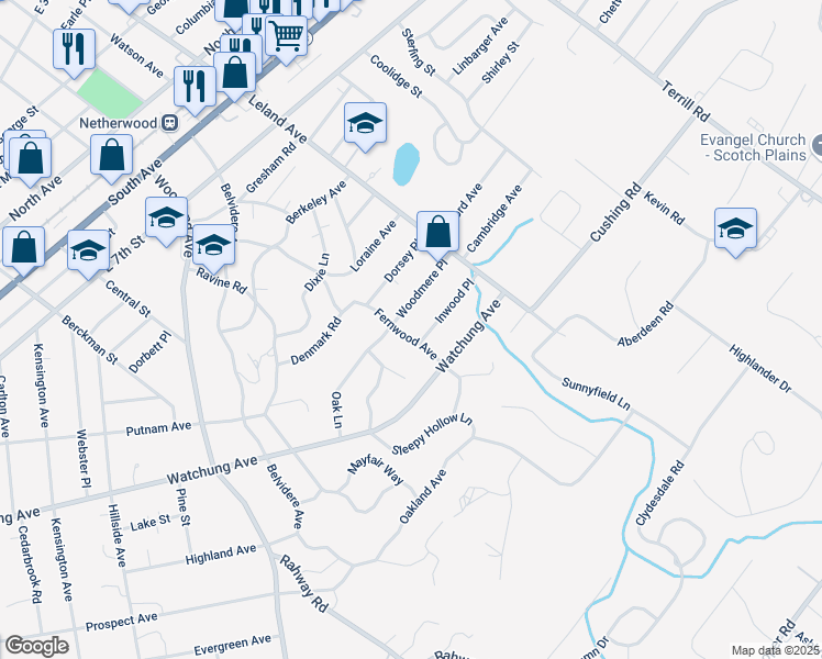 map of restaurants, bars, coffee shops, grocery stores, and more near 939 Fernwood Avenue in Plainfield