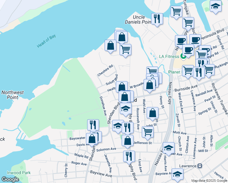 map of restaurants, bars, coffee shops, grocery stores, and more near 64 Dickson Street in Inwood