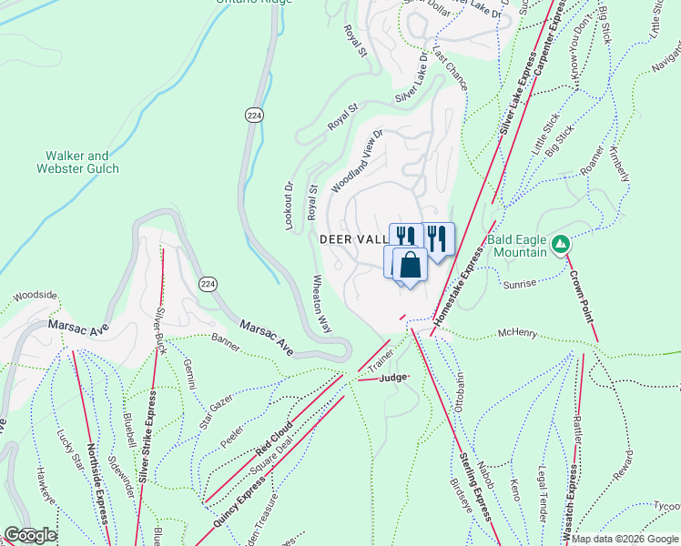 map of restaurants, bars, coffee shops, grocery stores, and more near 7260 Little Belle Court in Park City