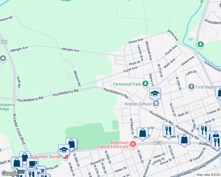map of restaurants, bars, coffee shops, grocery stores, and more near 2478 Lisa Lane in Allentown