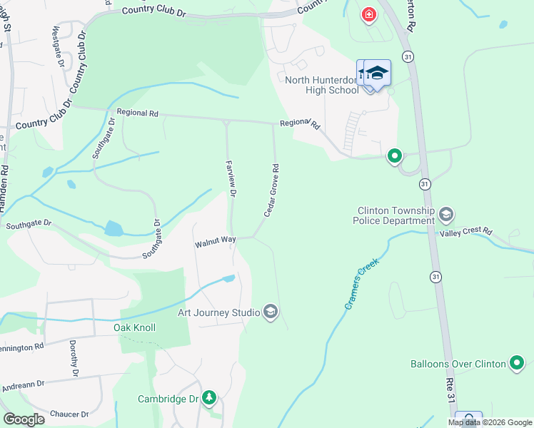map of restaurants, bars, coffee shops, grocery stores, and more near 20 Cedar Grove Road in Clinton Township