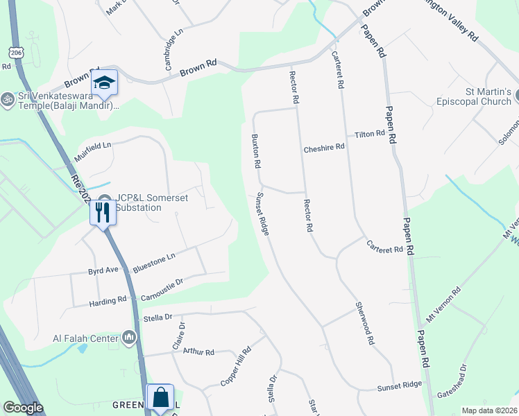 map of restaurants, bars, coffee shops, grocery stores, and more near 846 Sunset Ridge in Bridgewater Township