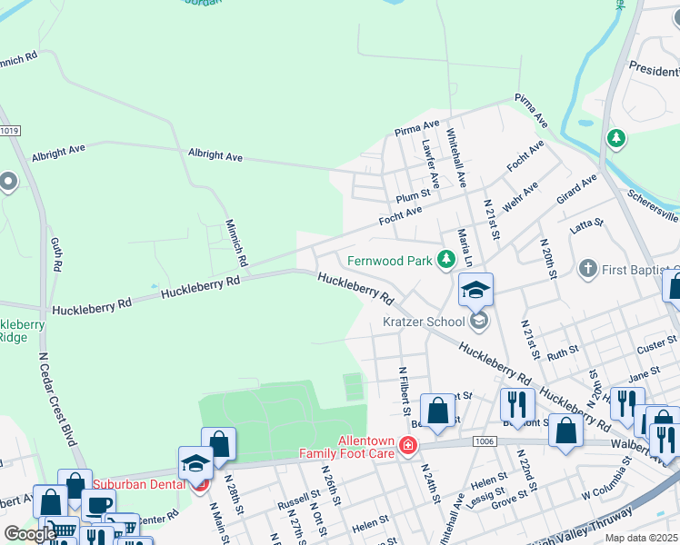map of restaurants, bars, coffee shops, grocery stores, and more near 2478 Lisa Lane in Allentown