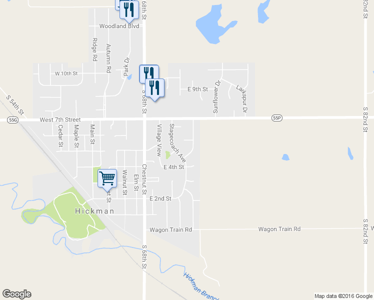 map of restaurants, bars, coffee shops, grocery stores, and more near 431 Conestoga Avenue in Hickman