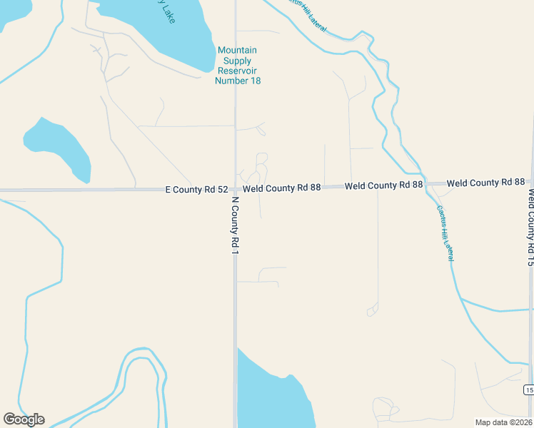 map of restaurants, bars, coffee shops, grocery stores, and more near 6046 County Road 88 in Fort Collins
