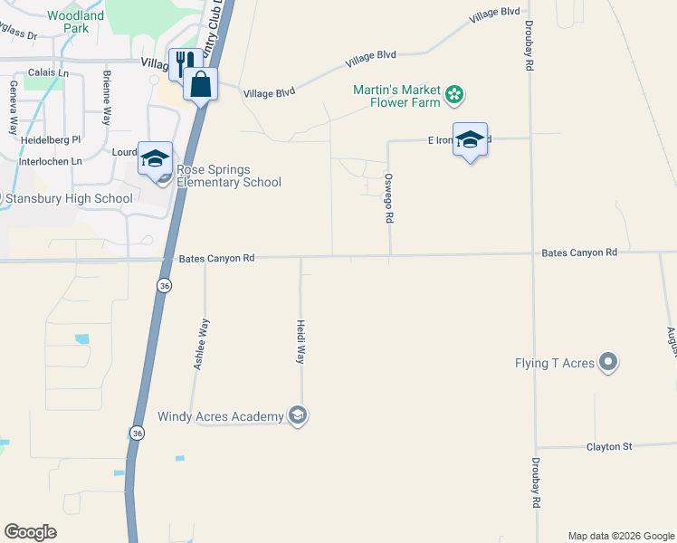 map of restaurants, bars, coffee shops, grocery stores, and more near 812 Bates Canyon Road in Erda