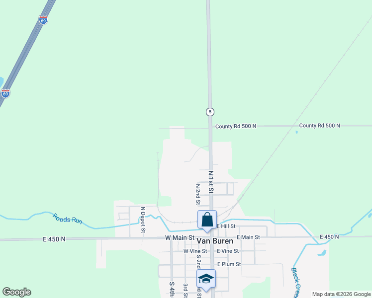 map of restaurants, bars, coffee shops, grocery stores, and more near 118 W Ballard St in Van Buren