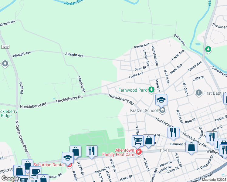 map of restaurants, bars, coffee shops, grocery stores, and more near 2488 Lisa Lane in Allentown
