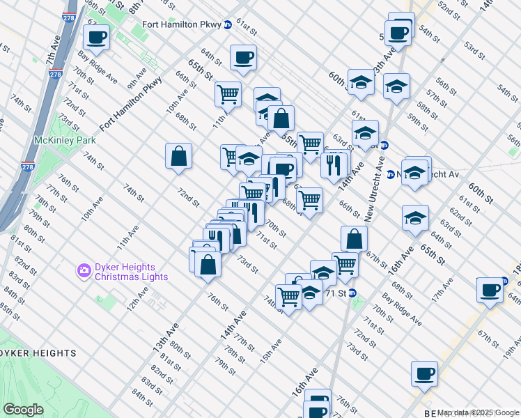 map of restaurants, bars, coffee shops, grocery stores, and more near in Brooklyn