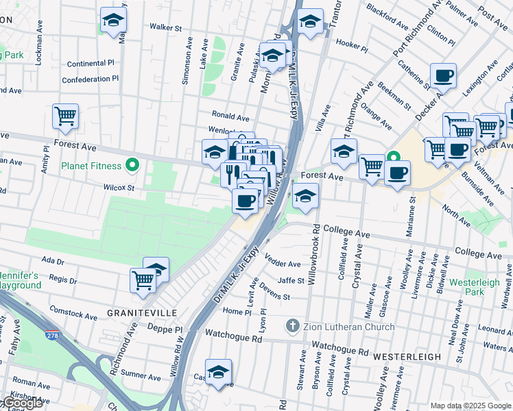 map of restaurants, bars, coffee shops, grocery stores, and more near 965 Richmond Avenue in Staten Island