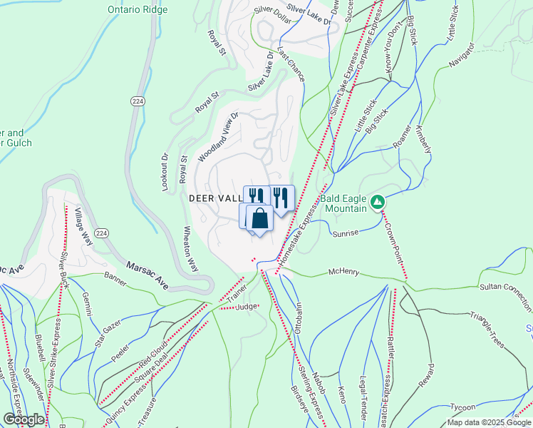 map of restaurants, bars, coffee shops, grocery stores, and more near 7815 Royal Street in Park City