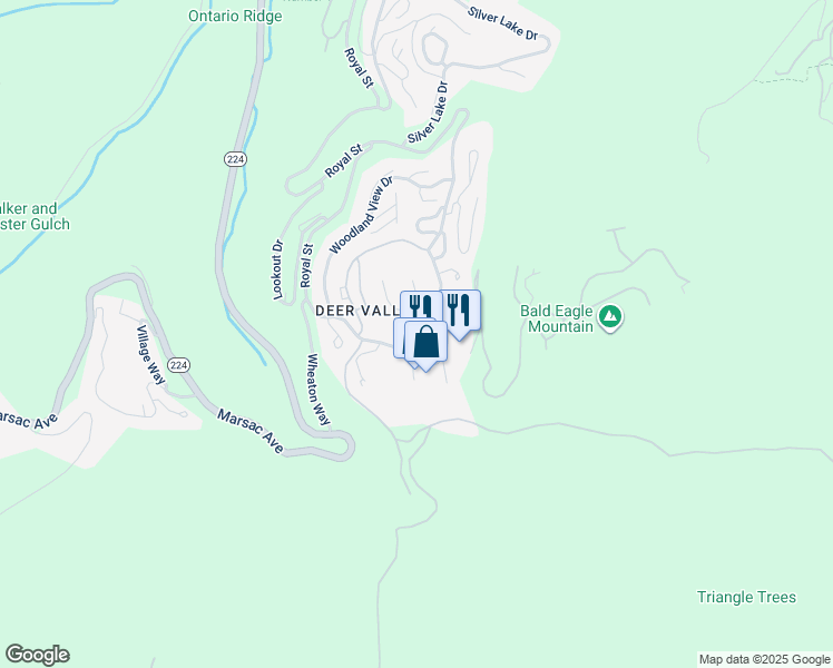map of restaurants, bars, coffee shops, grocery stores, and more near 7815 Royal Street in Park City