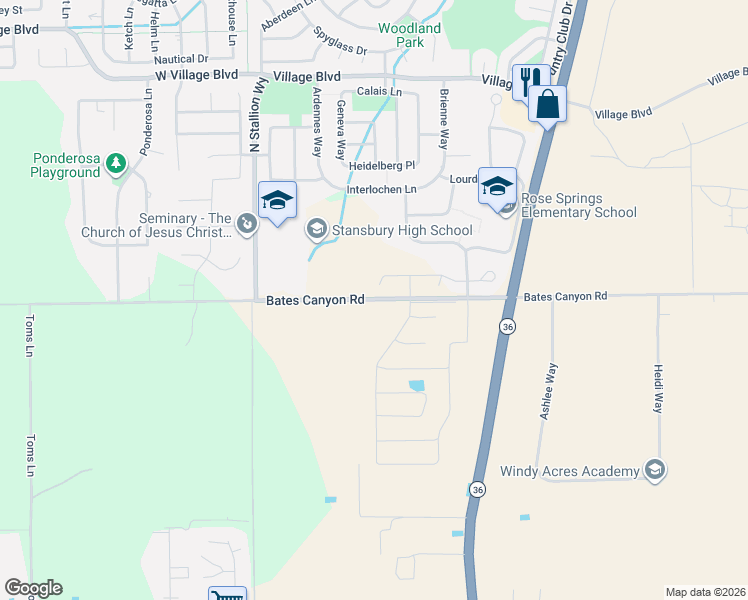 map of restaurants, bars, coffee shops, grocery stores, and more near 5173 North Stratford Drive in Tooele