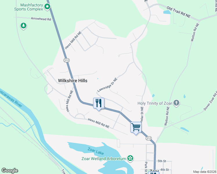map of restaurants, bars, coffee shops, grocery stores, and more near 6230 Lafont Circle Northeast in Bolivar