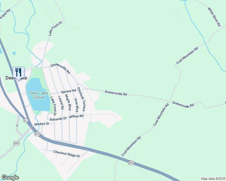 map of restaurants, bars, coffee shops, grocery stores, and more near 163 Drehersville Road in Orwigsburg
