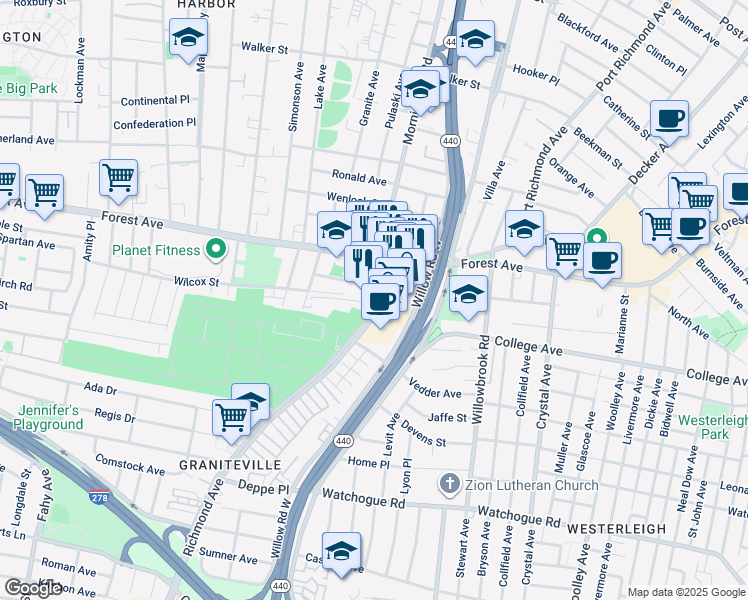 map of restaurants, bars, coffee shops, grocery stores, and more near 970 Richmond Avenue in Staten Island