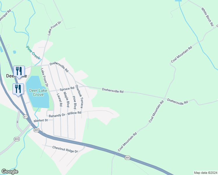 map of restaurants, bars, coffee shops, grocery stores, and more near 163 Drehersville Road in Orwigsburg