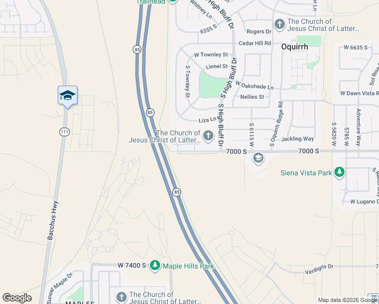 map of restaurants, bars, coffee shops, grocery stores, and more near 6354 Passenger Lane in West Jordan