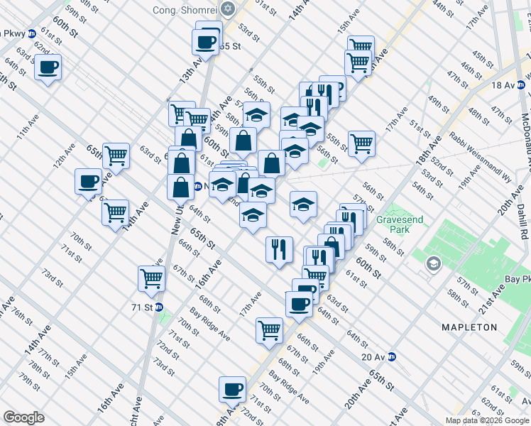 map of restaurants, bars, coffee shops, grocery stores, and more near in Brooklyn