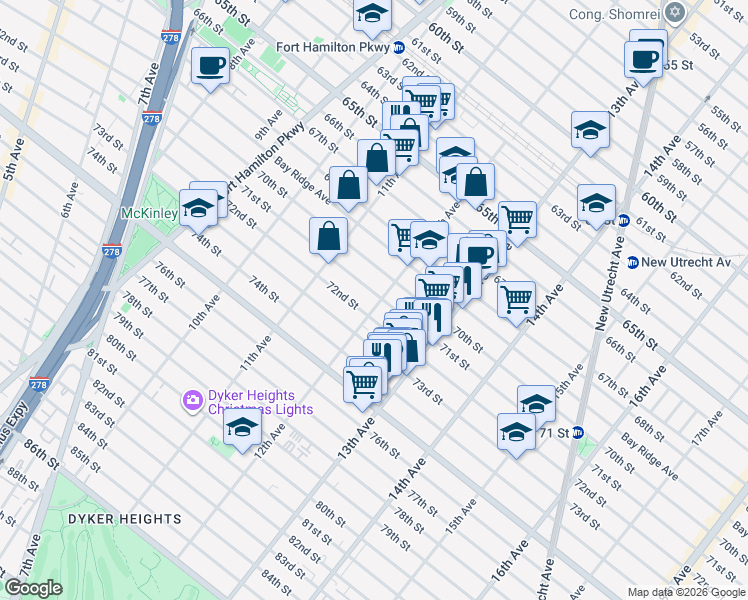 map of restaurants, bars, coffee shops, grocery stores, and more near in Brooklyn