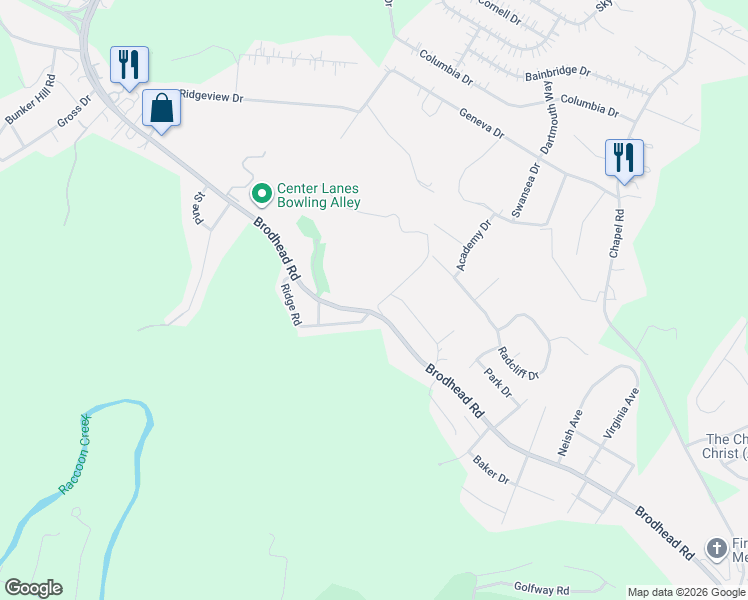map of restaurants, bars, coffee shops, grocery stores, and more near 3018 Brodhead Road in Aliquippa