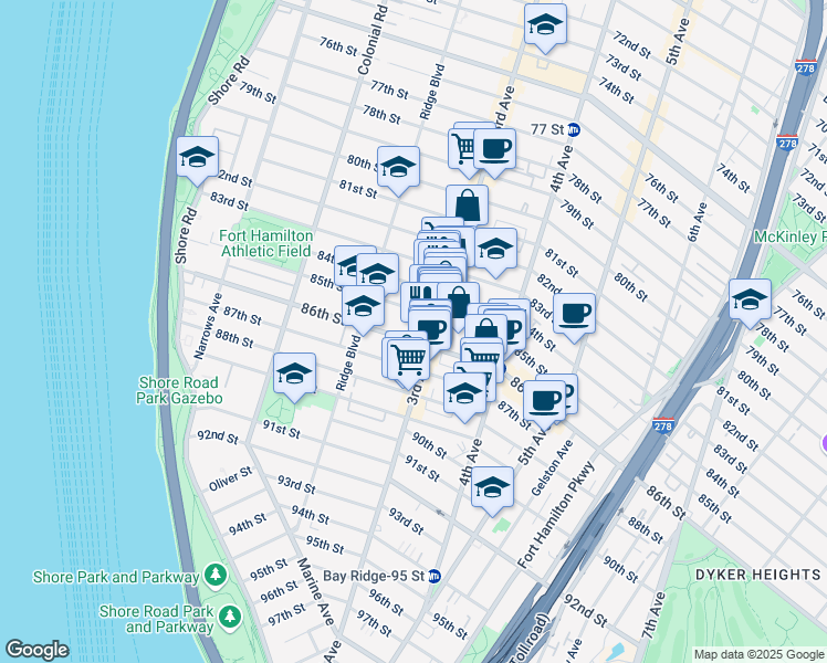 map of restaurants, bars, coffee shops, grocery stores, and more near in Brooklyn