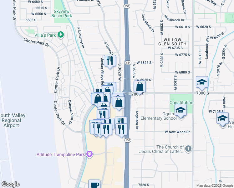map of restaurants, bars, coffee shops, grocery stores, and more near West Jordan Landing Boulevard in West Jordan