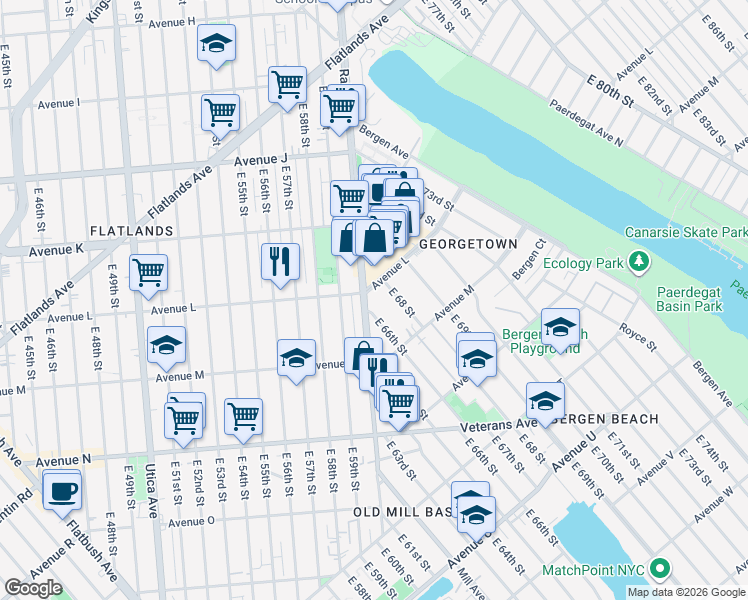 map of restaurants, bars, coffee shops, grocery stores, and more near in Brooklyn