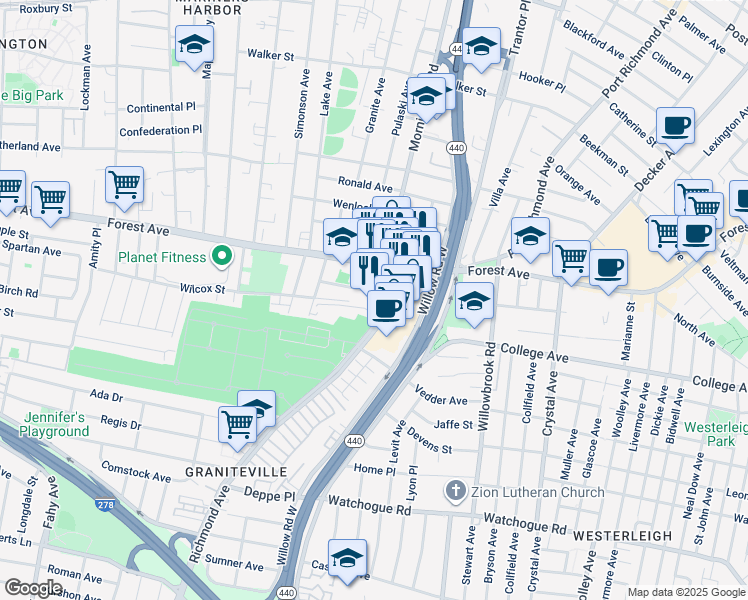 map of restaurants, bars, coffee shops, grocery stores, and more near 940 Richmond Avenue in Staten Island