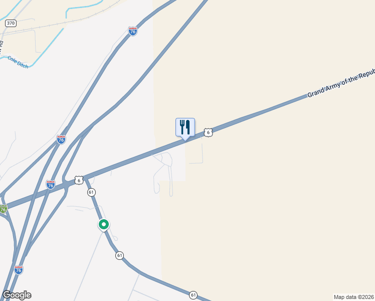map of restaurants, bars, coffee shops, grocery stores, and more near 21970 Grand Army of the Republic Highway in Sterling