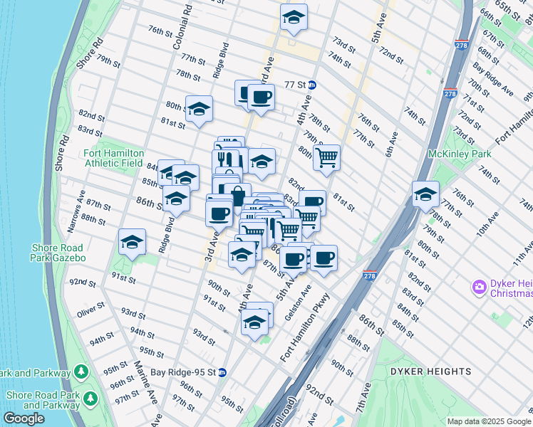 map of restaurants, bars, coffee shops, grocery stores, and more near in Brooklyn