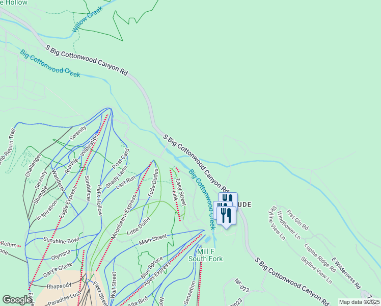 map of restaurants, bars, coffee shops, grocery stores, and more near 12265 Big Cottonwood Canyon Road in Salt Lake City
